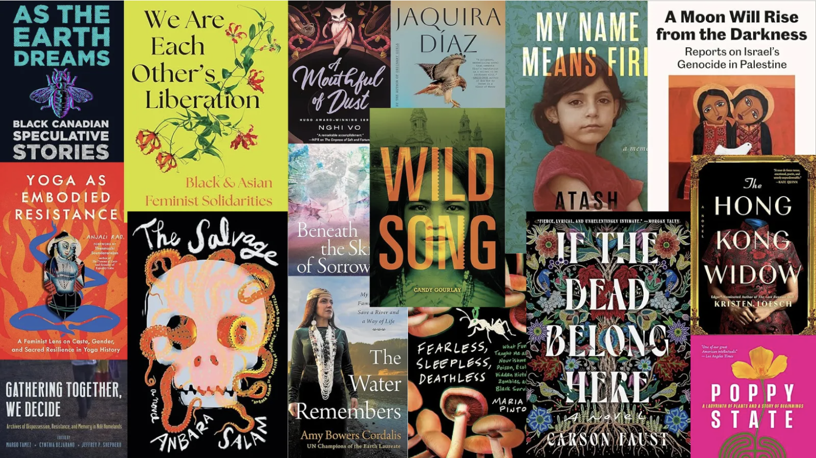 Colorful collage of book covers from the books on this month's list.