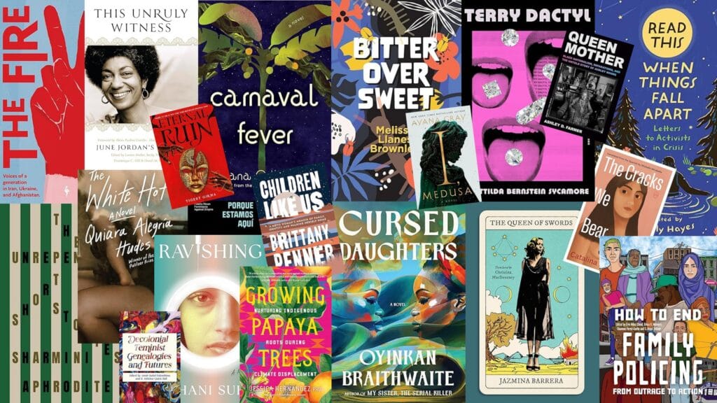 Colorful collage of the covers of the booksincluded on this month's list