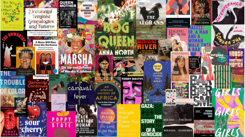Colorful collage of covers of books included on this list