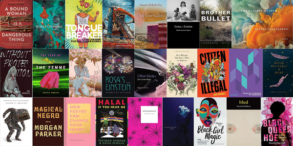 A colorful collage of poetry book covers.